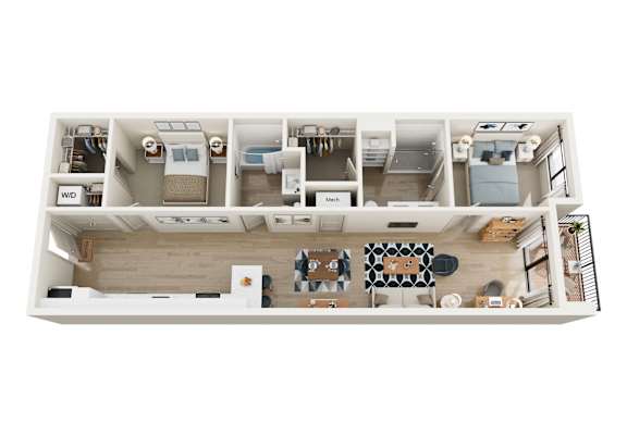 The Shoreline Floor Plan at The Oxbow Apartments, New Albany, Indiana