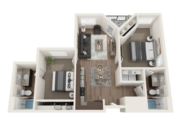 Two Bedroom and  Bath floor plan