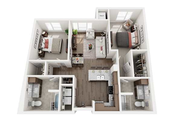 a 1 bedroom floor plan  woodland  2100 sq ft at Sonder House Apartments, Apartments, Brooklyn Center, MN