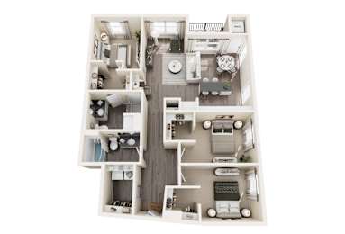 Floor Plan  Two bedroom apartment 3D floor plan layout at The Avery - Residential Apartments, Fargo