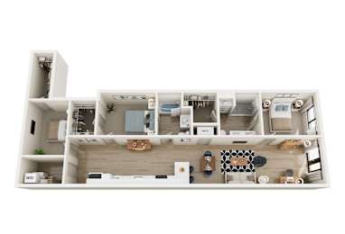 The Cascade Floor Plan at The Oxbow Apartments, Indiana