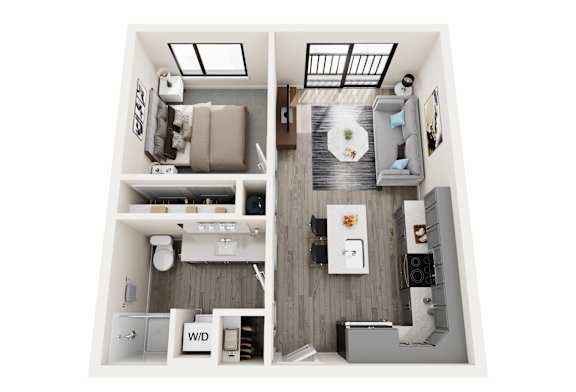 a 2 bedroom floor plan with a bathroom and a bedroom
