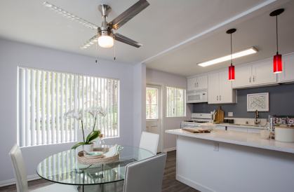 Marine View Apartments Model Dining Area and Kitchen