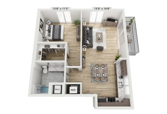 a 1 bedroom floor plan  summit  460 sq ft