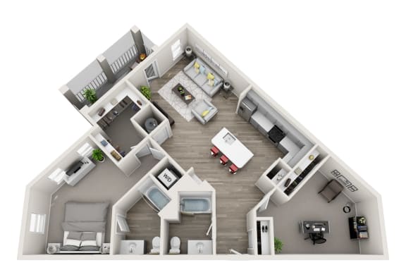 The Gable Floor Plan at Proximity Apartments, Charleston