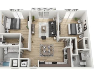 a 1 bedroom floorplan is shown in this image