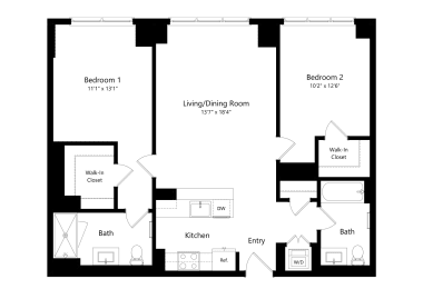 2 Bed 2 Bath Floor Plan C02 Continuum white plains