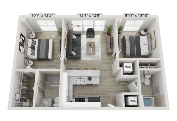 Floor Plan  a 3 bedroom floor plan with a bathroom and a living room