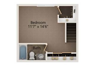 Cedar one bedroom floorplan upper level at highland view apartments