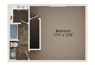 Evergreen two bedroom upperlevel  floorplan at highland view apartments