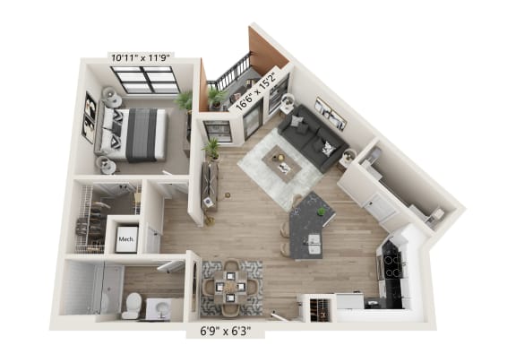 1 bed 1 bath