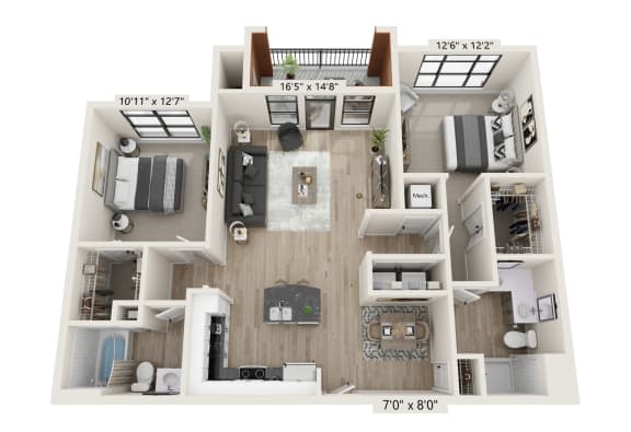 2 bed 2 bath