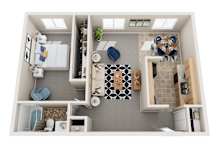 1 Bed 1 Bath Floorplan at Northtown Village Apartments, Spring Lake Park