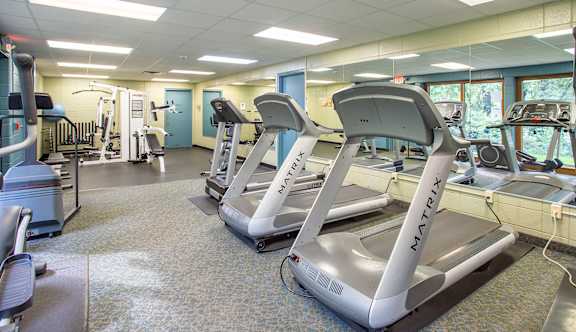 a gym with treadmills and other exercise equipment at Willow Creek Apartment, Kalamazoo, MI, 49008