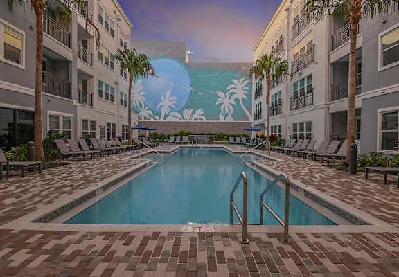 Pool Deck at The Foundry Luxury Apartments in Tampa FL