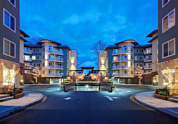 Pool Night View at Harrington Square, Renton, WA