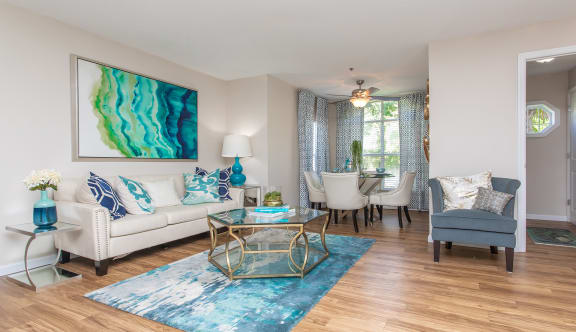 a living room with a couch and a table