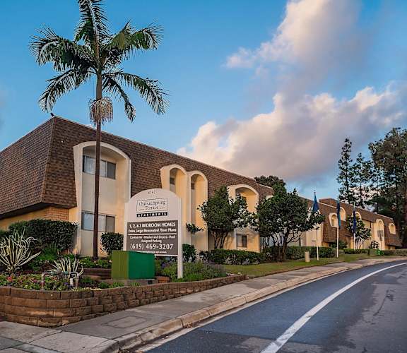 a church building with a palm tree in front of it
