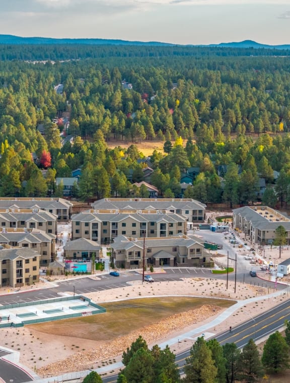 Aerial View of Aura Flagstaff Apartments Property and Surrounding Area