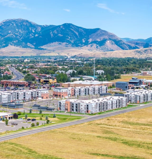 The Edison at Bozeman Gateway Apartments in Bozeman, Montana Property and View of Surrounding Area and Mountains