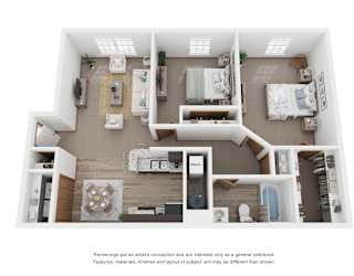 Floor Plan Two Bed, One Bath