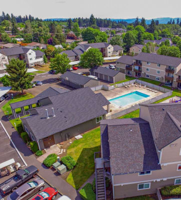 Meadow Brook Place Aerial View of Clubhouse and Pool