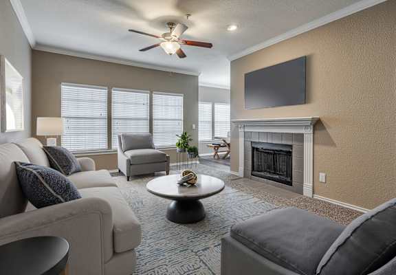 Spacious Living Area with Fireplace