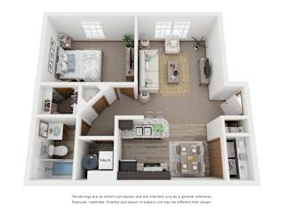 Floor Plan One Bed, One Bath