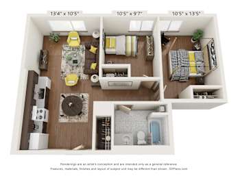  Floor Plan 2 Bedroom 60 Percent AMI