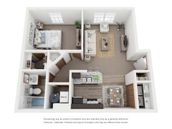  Floor Plan One Bed, One Bath