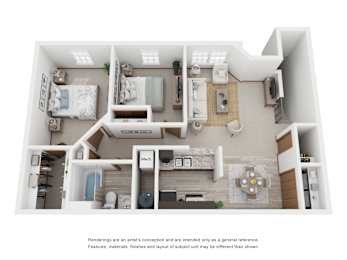  Floor Plan Two Bed, One Bath