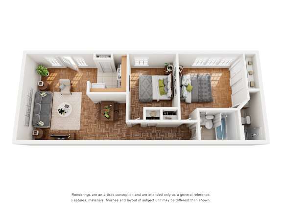 Floor Plan  2x1.5 Bedroom