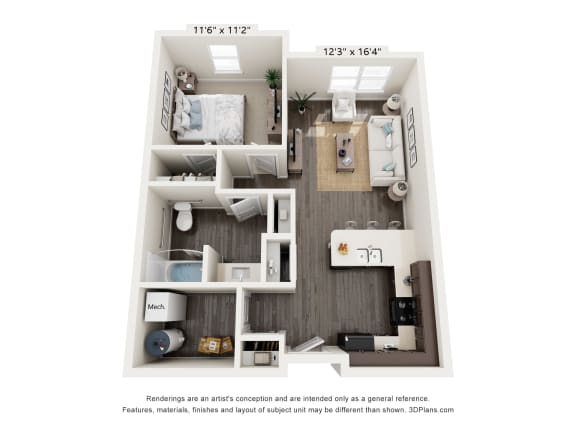 Floor Plan  1 Bedroom