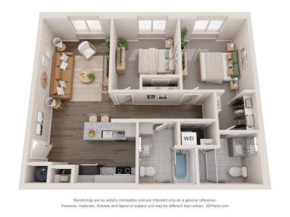a stylized floor plan of a 1 bedroom192 sq ft at Agave House Apartments, Casa Grande, 85122