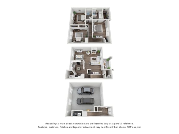 3 Bedroom x 2.5 Bath 1,749 sf