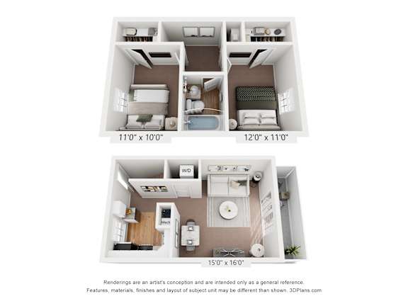 A set of three images showing different floor plans of a room.