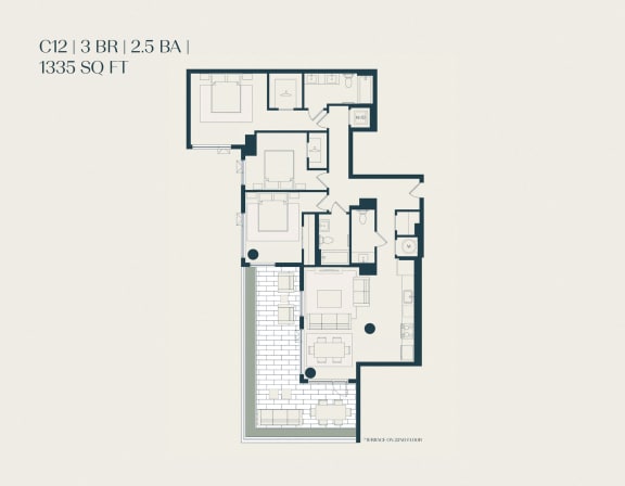 the third level floor plan of a home