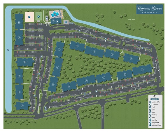 a site plan of a residential area with a parking lot