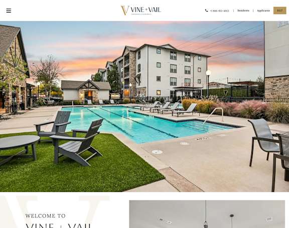 A website header for Vine-Vail with a tagline "Elevating Your Quality of Life".