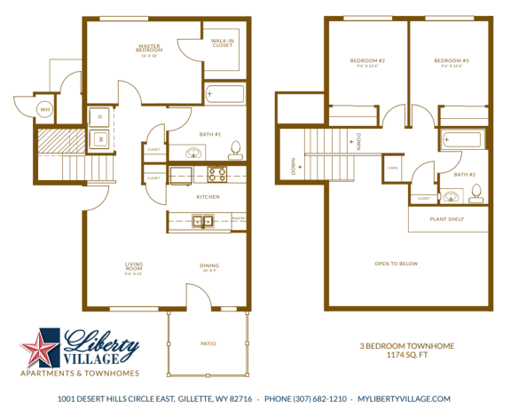 Floor Plan  Liberty Village Apartments and Townhomes Three Bedroom Townhome Floor Plan
