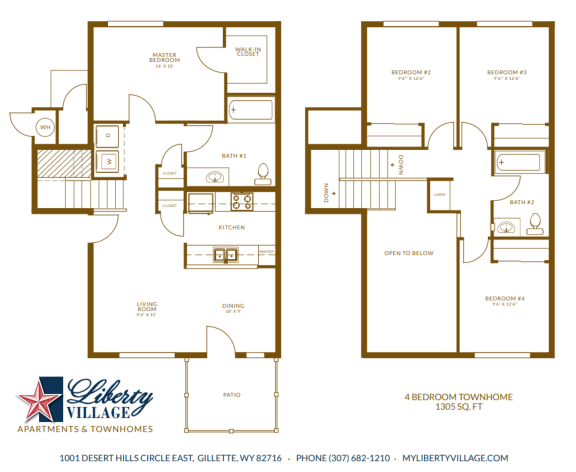Floor Plan  Liberty Village Apartments and Townhomes Four Bedroom Townhome Floor Plan