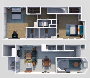 Two Bedroom Townhouse For Rent Floor Plan in Fayetteville, NC