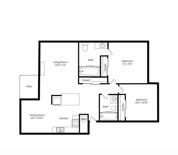 a floor plan of a 1 bedroom floor plan