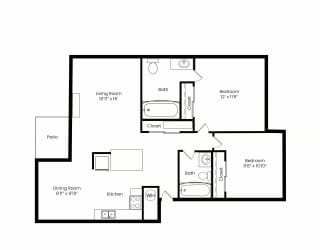 Nickel Creek Apartments in Lynwood, Washington B2 Classic Floor Plan