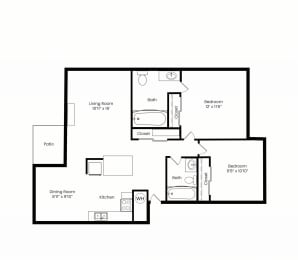Nickel Creek Apartments in Lynwood, Washington B2 Classic Floor Plan