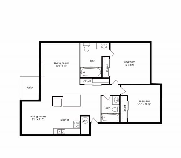 Nickel Creek Apartments in Lynwood, Washington B2 Classic Floor Plan