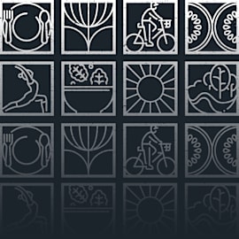 A grid of 16 images depicting various objects and scenes at The District at Deerfield Residences Apartments, Mason, OH, 45040