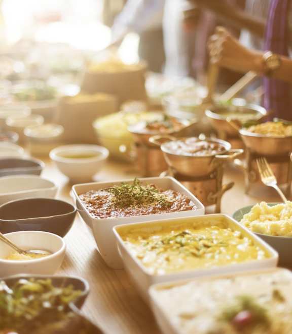 Buffet Table with Different Food Selections