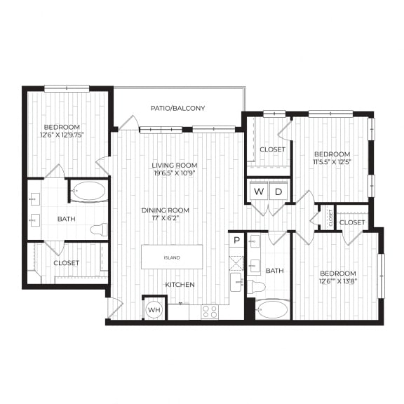 Aura High Pointe New Apartments in Austin, Texas 3 Bedroom Floor Plan