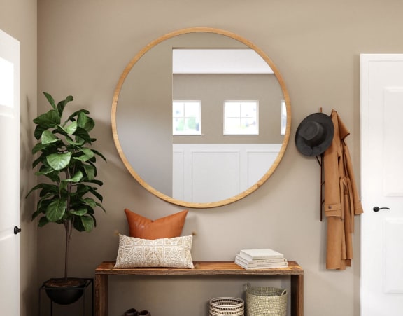 Model Entryway with Large Mirror and Bench